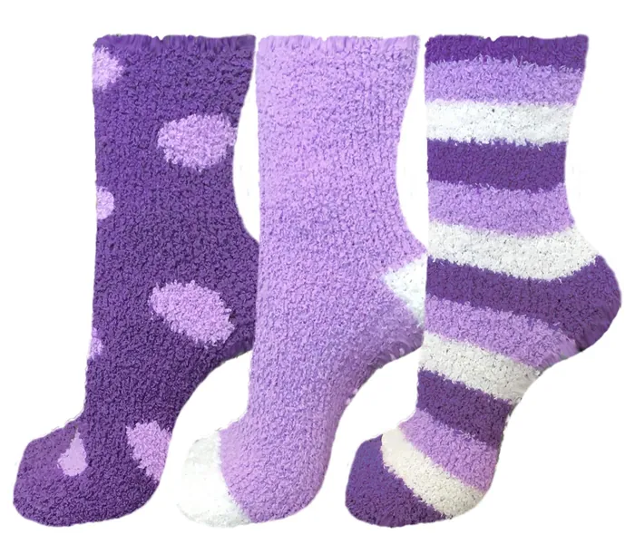 TOSKATOK Ladies Girls 3 pair pack soft and cosy gripper teddy fleece slipper socks