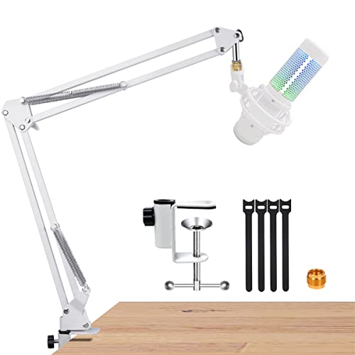 White Boom Arm for Hyperx Quadcast, Mic Desk White Stand Compatible with Hyperx Quadcast s Microphone, Hyperx quadcast Mic White Arm perfect for Podcasts, Gaming, Recording - White Boom Arm