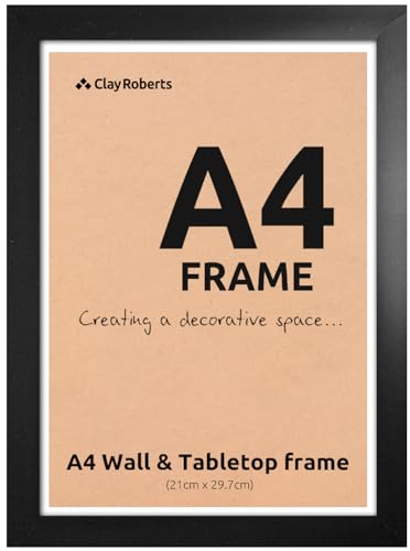 Clay Roberts A4 Frame, Photo Frame, Black A4, Picture Frame, Certificate Frame, Art Print Poster Frame, Freestanding and Wall Mountable, 21cm x 29.7cm Picture Frames - Black 1 Pack