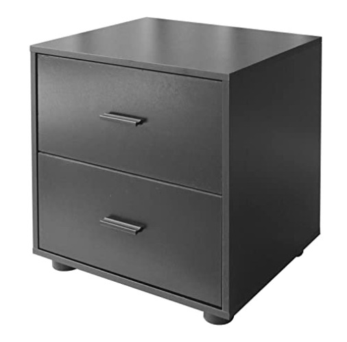 URBNLIVING Black Wooden Bedroom Furniture Cabinet Chest of Drawers Dressing Table Wardrobe - 2 Draw Cabinet - 2 Draw Cabinet