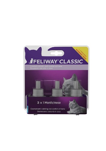FELIWAY Classic 30 day Refill x3 Value Pack. FELIWAY Classic comforts cats, helps solve behavioural issues and stress/anxiety in the home - 48ml(Pack of 3)
