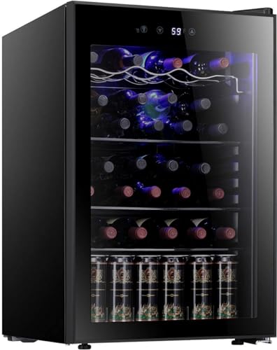 Antarctic Star 36 Bottle Wine Cooler/Cabinet BeverageRefrigerator Small Mini Wine Cellar Beer Soda Bar Fridge Quiet Operation Compressor Adjust Temperature Freestanding Black, 4.4 Cu. ft - 4.4 cu.ft - Black
