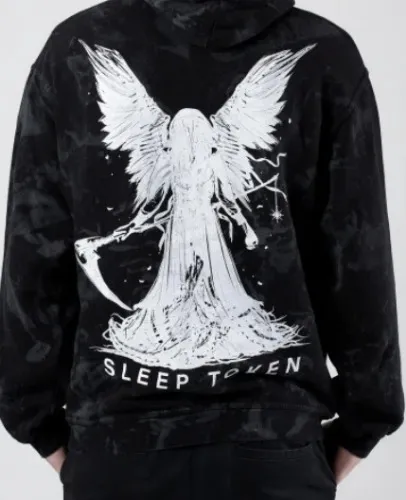 Sleep Token - Reaper Angel Grey/Black Tie Dye Hoodie