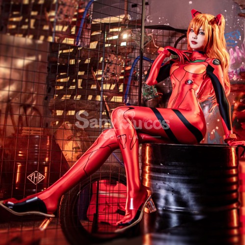 【In Stock】Anime EVA Neon Genesis Evangelion Asuka Zentai Bodysuit Jumpsuit Cosplay Costume - M