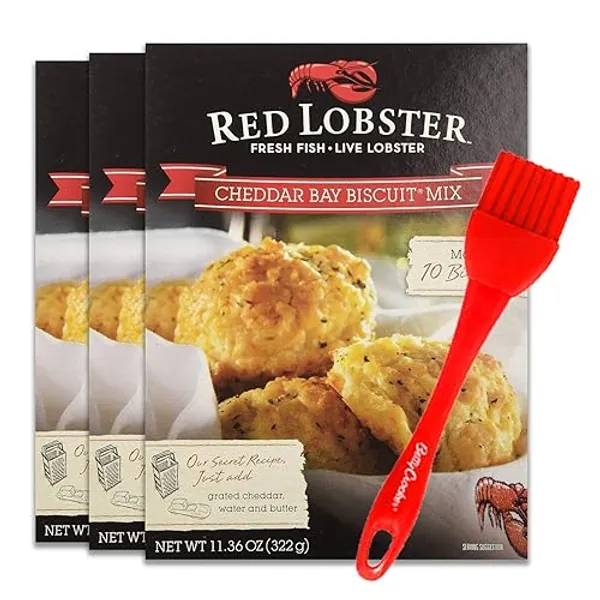 Red Lobster, Cheddar Bay Biscuit Mix, 11.36oz Box (Pack of 3) with Silicone Basting Brush