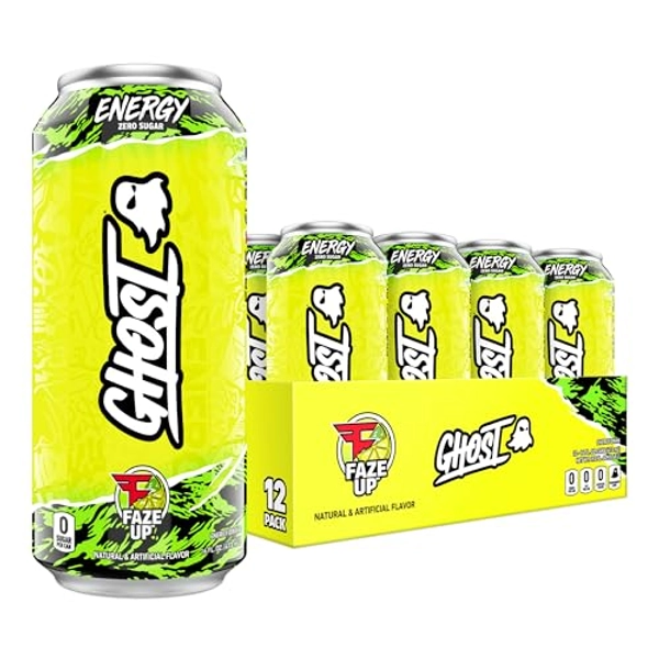 GHOST Energy Performance Energy Drink, Faze Clan "Faze Up" - 12-Pack x 16oz Cans - Energy & Focus - Zero Sugars, 200mg of Natural Caffeine, L-Carnitine & Taurine - Gluten Free & Vegan