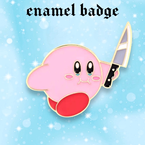 Kirby with Knife enamel pin badge, Strange Dollz Boudoir