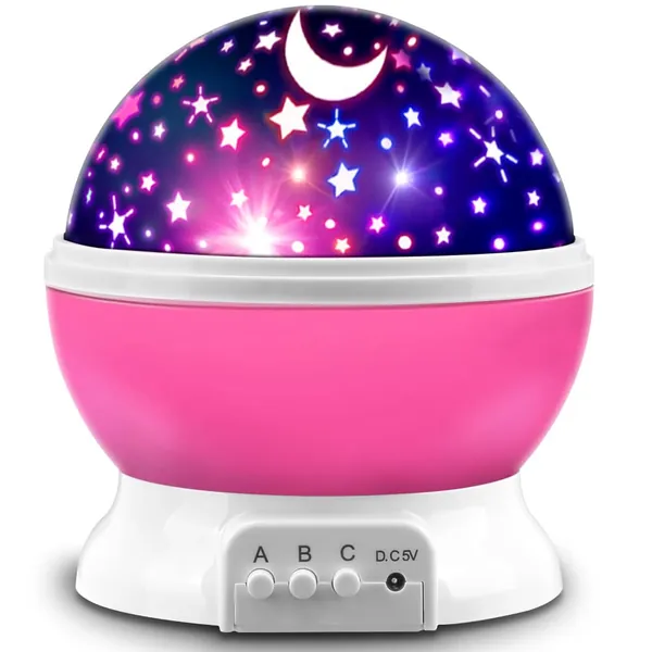Star Projector, MOKOQI Night Light Lamp Fun Gifts for 1-4-6-14 Year Old Girls and Boys Rotating Star Sky Moon Light Projector for Kids Bedroom Decor -Pink - Pink
