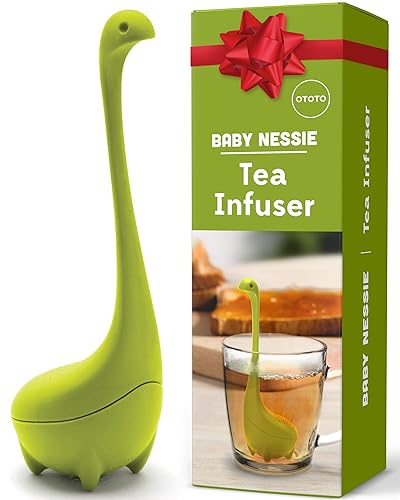 OTOTO Cute Tea Infuser - Loose Leaf Tea Steeper, Tea Accessories, Tea Diffusers for Loose Leaf Tea, Tea Strainers, Cute Gifts, Tea Gift Set, Kitchen Gifts, Cooking Gadgets - Baby Nessie - Green