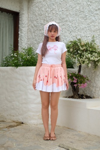 Strawberry Milk Mini Skirt | Pink and white / 3XL