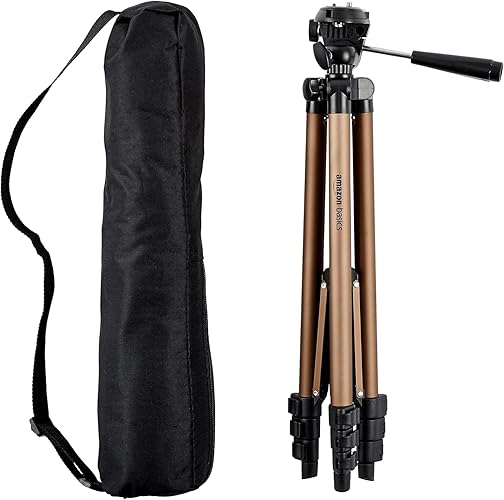 Amazon Basics 50-inch Lightweight Portable Camera Mount Tripod Stand with Bag, for Travel Photography, Champagne - Champagne - 50-Inch