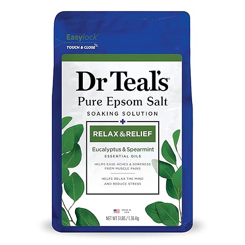 Dr Teal's Epsom Salt Soaking Solution, Relax & Relief, Eucalyptus and Spearmint, 3lbs, 48 Oz - 48 Ounce (Pack of 1)