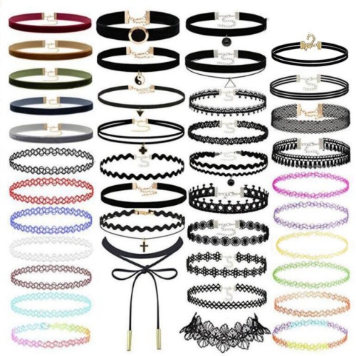 TOVLIS 40pcs Value Pack Various Chokers Necklaces - Adjustable Soft & Stretchy Choker Fashion, Chocker Jewelry Set for Teens, Girls, Kids, Women