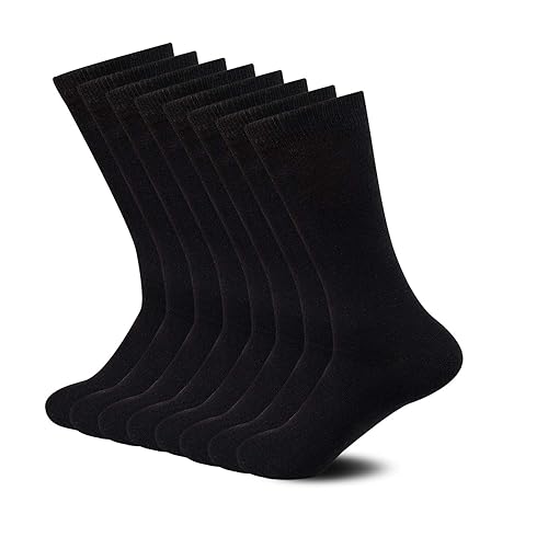 Rayon Black Crew Socks - 8 Pack