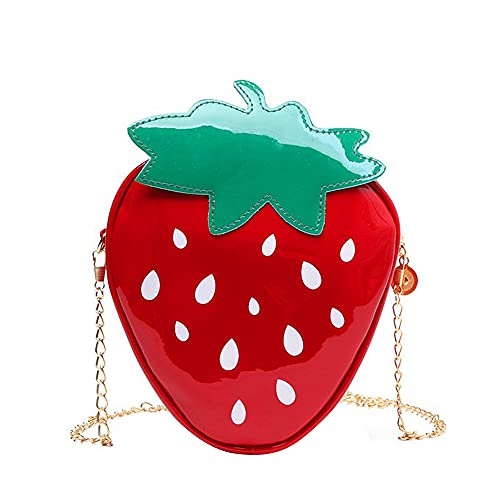 JienClound Strawberry Purse Fruit Shape Handbag PU Phone Metal Chain CrossBody Shoulder Bag Wallet for Women Girl