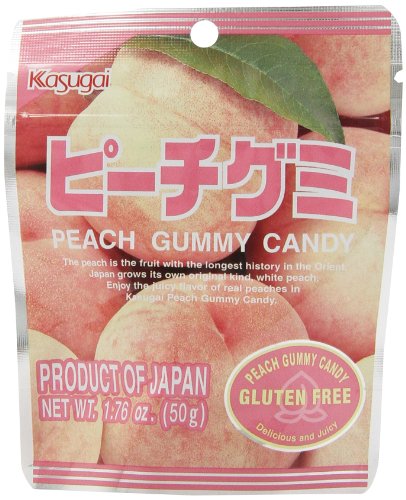 Kasugai Gummy Candy Stand Pack, Peach, 1.76 Ounce (Pack of 12) - Peach - 1.76 Ounce (Pack of 12)