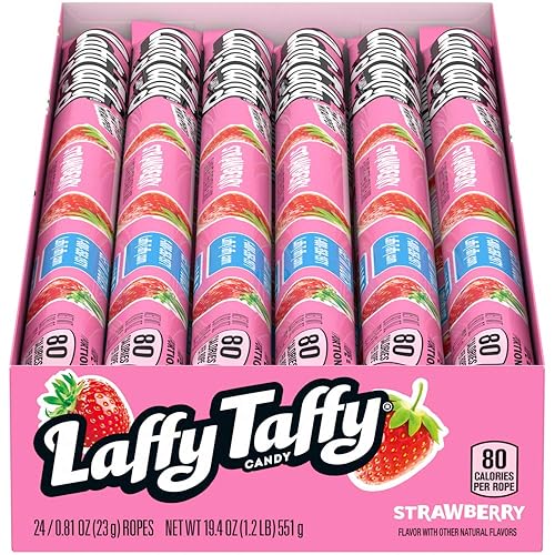 Wonka Laffy Taffy Rope, Strawberry, 0.81 Ounce Packages (Pack of 24) by Wonka