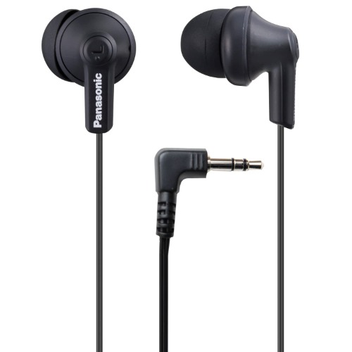 Panasonic ErgoFit Wired Earbuds, In-Ear Headphones with Dynamic Crystal-Clear Sound and Ergonomic Custom-Fit Earpieces (S/M/L), 3.5mm Jack for Phones and Laptops, No Mic - RP-HJE120-KA (Matte Black) - Matte Black No Mic