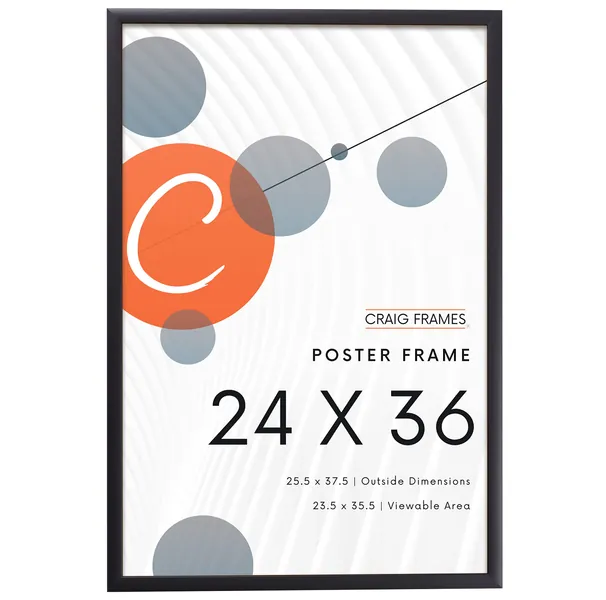 Craig Frames 1WB3BK 24 by 36-Inch Picture Frame, Smooth Wrap Finish, 1-Inch Wide, Black - 