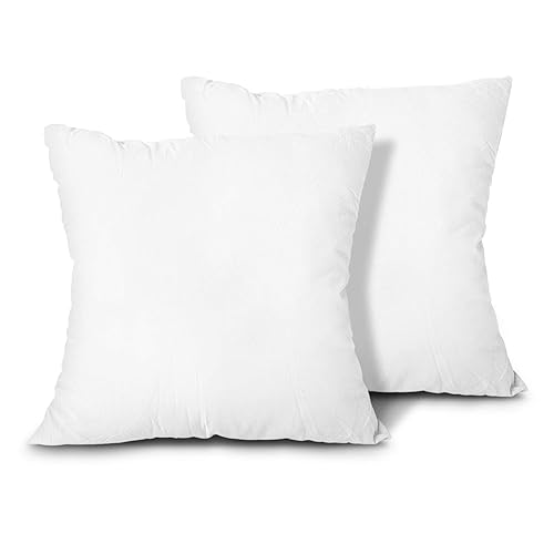 EDOW Throw Pillow Inserts, Set of 2 Lightweight Down Alternative Polyester Pillow, Couch Cushion, Sham Stuffer, Machine Washable. (White, 18x18) - 18"x18"