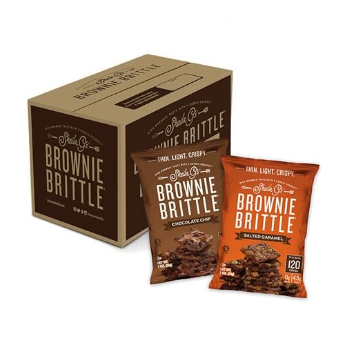 Sheila G's Brownie Brittle – Chocolate Chip & Salted Caramel Thin and Crispy Sweet Snacks (Pack of 20, 1 oz), Rich Gourmet Brownie Bites Dessert - Chocolate Chip & Salted Caramel - 1 Ounce (Pack of 20)