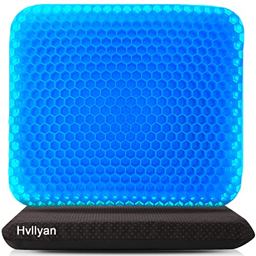 Hvllyan Gel Seat Cushion for Long Sitting (Thick & Extra Large), Gel Cushion for Wheelchair Soft, Gel Chair Cushion, Gel Car Seat Cushion Breathable, Gel Seat Cushion for Office Chair for Hip Pain - Blue