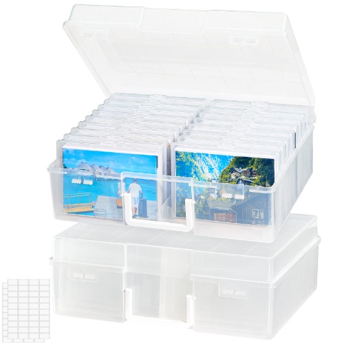 Lifewit Foto Opbergdoos 4" X 6" Fotokoffer, 18 Inner Foto Opslag Doos, Heldere Foto Doos Opslag, Plastic Foto Organizer voor Zaden, Kaarten, Hobby, Stickers, 2 Stuks - 10 x 15 cm x 36 boxes - klaar