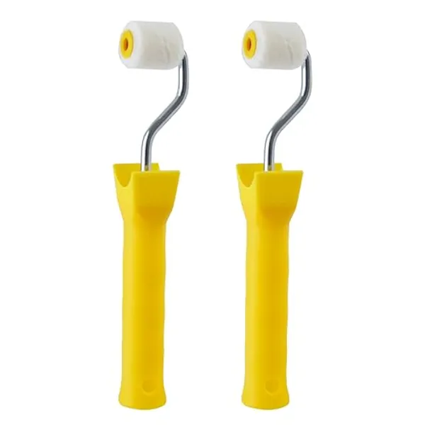 2 Pcs Foam Paint Roller Mini Paint Rollers for Touch up Trim Edge or Corner Extra Small Paint Wool Brushes Tiny Painting Tool for Professional Painting Results 1 Inch Roller - Yellow ,White