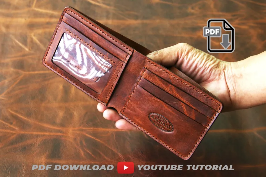 Window Pocket Bifold Wallet PDF Pattern - A4 size - with Tutorial video how it&#39;s made