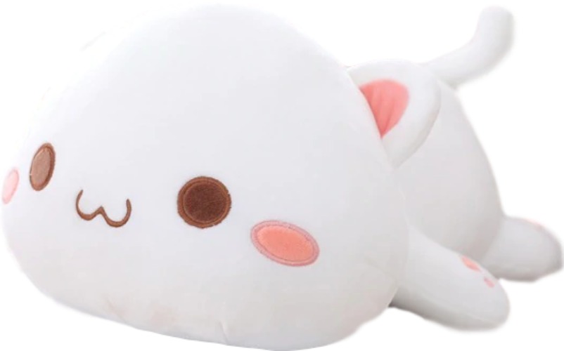 Kawaii Lying Cat Plush (4 VARIANTS, 3 SIZES) | 26″ / 65 cm / White