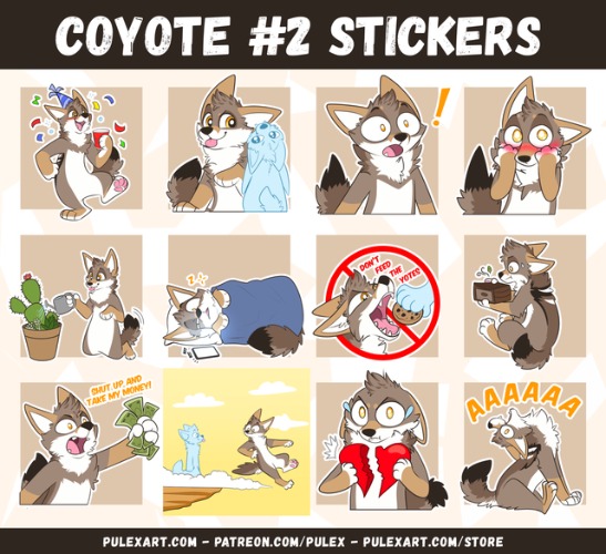 Recolorable Coyote 2022 Stickers!