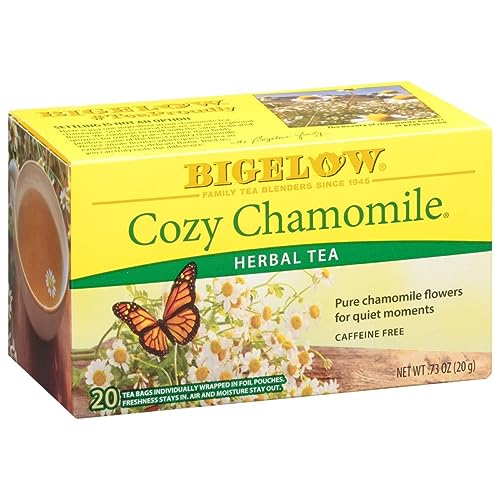 Bigelow Tea Cozy Chamomile Herbal Tea, Caffeine Free, 20 Count (Pack of 6), 120 Total Tea Bags - Chamomile - 20 Count (Pack of 6)