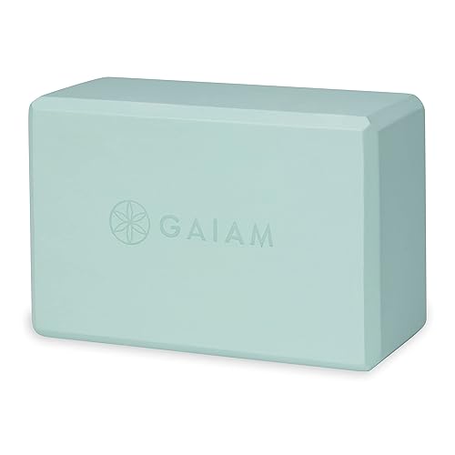 Gaiam Yoga Block - Supportive Latex-Free Eva Foam - Soft Non-Slip Surface with Beveled Edges for Yoga, Pilates, Meditation - Yoga Accessories for Stability, Balance, Deepen Stretches - 1 Block - Cool Mint