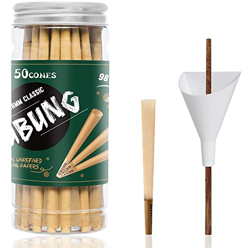 UBUNG Cones | 50 pack | 98 special size pre rolled cones with tips ​| 98 mm slow type brown rolling papers - 50 98 mm Cones