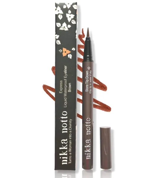 Nikka Notto Liquid Eyeliner Waterproof Pen“Nude Look”, Satin Brown. 3x More Liquid 0.070Fl.oz