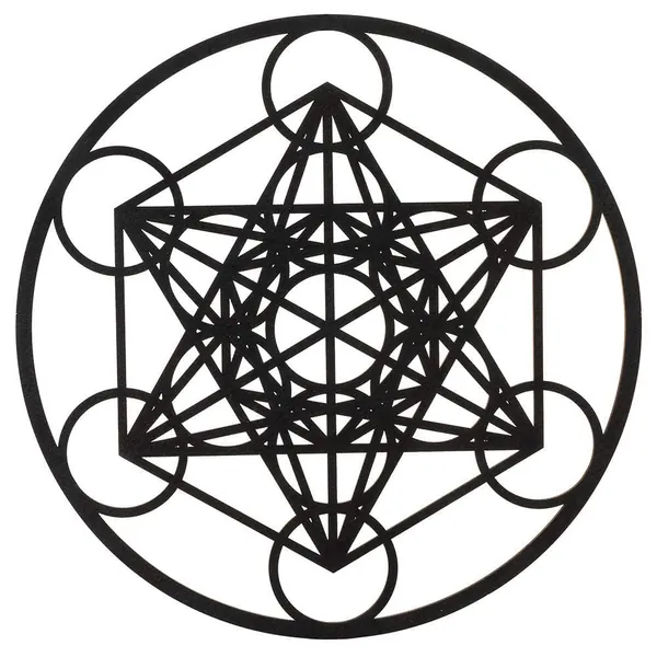 11.5" Metatron's Cube Crystal Grid – Sacred Geometry Wall Art & Home Decor – Wooden Wall Sculpture, Meditation & Energy Balance – Poplar Wood – For Home, Office, Yoga Studio (Black, 11.5 Inch)