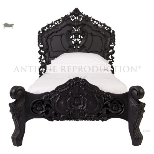 Baroque Rococo French Bed Black