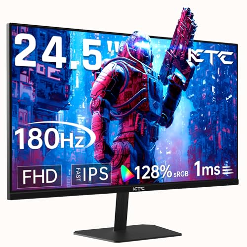 KTC 24.5'' Gaming Monitor 180Hz,Fast IPS 1080P 1 ms, 128% sRGB HDR10,Freesync,HDMI x 2 /DP x 1,VESA,Tilt Adjustable,Xbox PS5 Switch (HDMI Cable Included) - 25 inch - 24.5‘’ 180Hz 1ms
