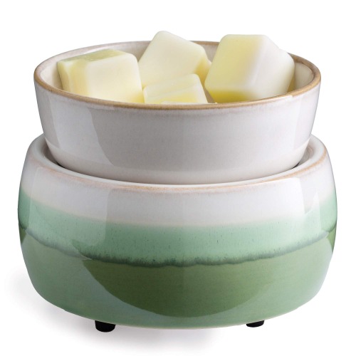 CANDLE WARMERS ETC 2-in-1 Candle and Fragrance Warmer for Warming Scented Candles or Wax Melts and Tarts with to Freshen Room, Green Tea Matcha Latte - Green
