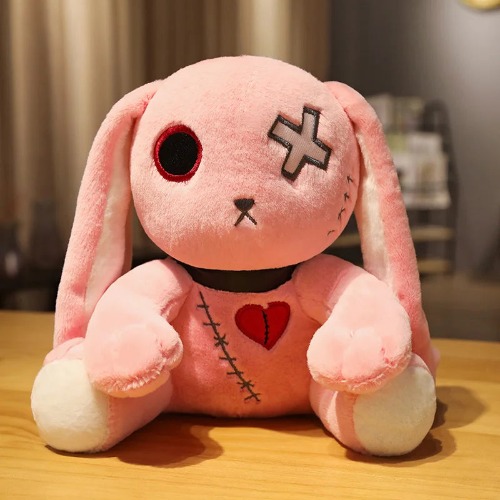 Creepy Goth Rabbit Plushie - Pink