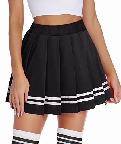 Avidlove Womens Pleated Skirt School Uniform Skirt Mini Skirt Pleated Cheer Skirt - Large - Black