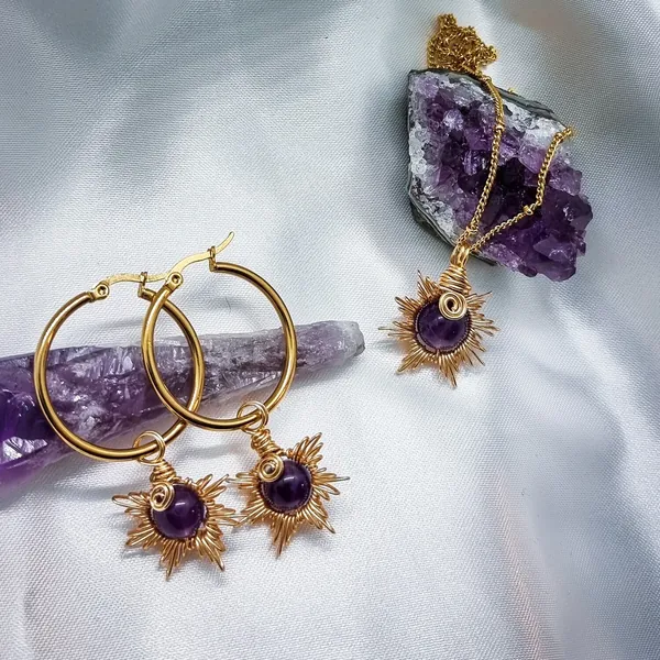 SET Collana + Orecchini "SUN" - Seleziona Pietra