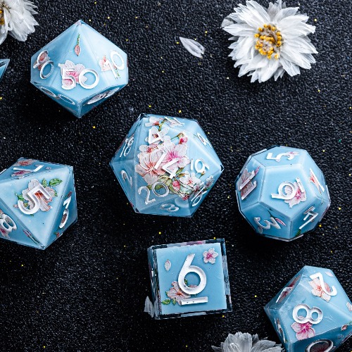 URWizards Inner-dice Handmade Sharp Edge Resin Dice Set -Blossom- | Full Set