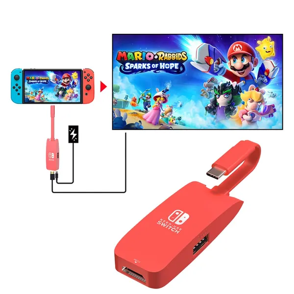 Switch Dock, 60Hz 4K Switch Docking Station for Nintendo Switch with Port HDTV USB-3.0 PD USB-C, 1080P Portable Switch Dock to TV for Nintendo Switch MacBook Pro Air Samsung DEX (A#RED) - A#RED