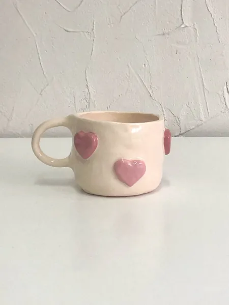 love mug with hearts, handmade mug - 300 ml | handmade coffee mugs, handmade gift, unique valentines gift pottery mug, cute aesthetic mug