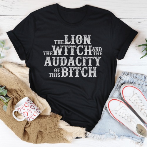 The Lion The Witch & The Audacity Of This B Tee - Black Heather / 2XL
