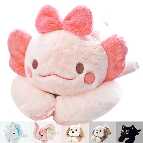 uoozii 20" | 4 Pounds Pink Axolotl Weighted Stuffed Animals with Unscented Microwave Heating Pad Inside, Cute Coolable Heatable Weighted Plush Warm Gift for Stress & Period Pain Relief - Pink Axolotl