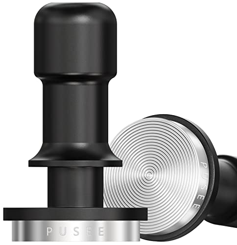 PUSEE 51mm Espresso Coffee Tamper,Premium Calibrated Espresso Tamper 30lb Coffee Tamper with Spring Loaded,100% Stainless Steel Ground Tamper for Barista Home Coffee Espresso Accessories Upgrade3.0 - Black - 51mm
