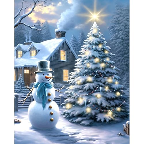 Rousp Christmas Diamond Painting Kits for Adult Christmas Tree 5D Diamond Art Full Drill Craft Kits for Home Wall Decor Gifts, 15.7x19.6inch - Christmas Snowman1