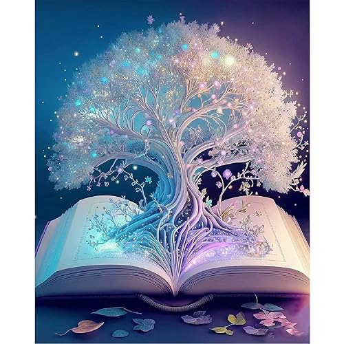 Rousp DIY 5D Diamond Painting Kits for Adults Diamond Art White Tree of Life Diamond Painting Full Drill Beginners Craft Kits for Home Wall Decor Gifts, 15.7x19.7inch - White tree